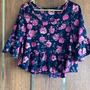 Runway story floral crop blouse